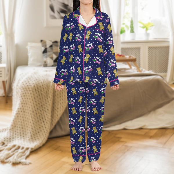 Holiday Bear Pajama Set, Teddy Bear Train Christmas Pajamas, Festive Xmas Sleepwear, Adorable Winter Pajamas, Comfy Loungewea