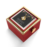 CZ Crystal Pendant Necklace, Daughter Love Knot Necklace from Mom, Rotating Rose Box Love Knot Necklace, Christmas Birthday Jewelry Present
