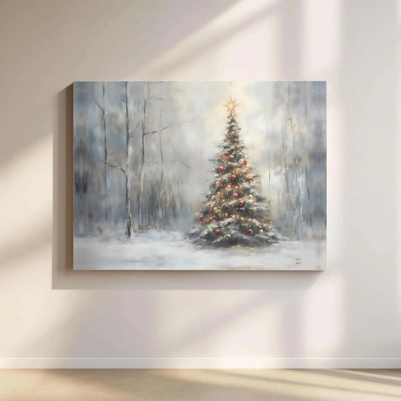 Winter Forest Canvas Print, Snowy Christmas Tree Canvas Wall Art, Festive Holiday Wall Art, Printable Digital Download, Holiday Wall Decor