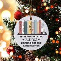 Library of Life Book Lover Ornament, Book Club Christmas Ornament, Reader Ceramic Tree Ornament, Holiday Bookish Keepsake, Reader Present