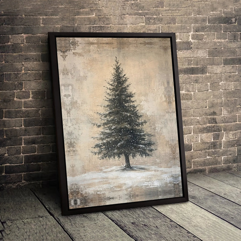 Snowy Christmas Landscape Poster, Rustic Winter Pine Tree Wall Art, Comfy Cabin Wall Art, Winter Holiday Wall Art, Nature Digital Download