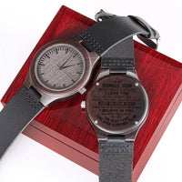 Stepson Sandalwood Watch, Bonus Son Engraved Wooden Watch, Bonus Son Leather Strap Watch, Birthday Keepsake, Christmas Present for Step Son