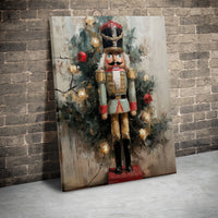 Christmas Tree Wall Art Canvas, Nutcracker Soldier Canvas Print, Impressionist Holiday Canvas Art, Festive Winter Wall Decor, Xmas Home Present