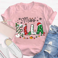 Custom Holiday Educator Tee, Personalized Christmas Teacher Shirt, Festive Winter Teacher T-Shirt, Merry Christmas Teacher Present