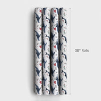 Nautical Santa Whale Gift Wrap, Whale Christmas Wrapping Paper, Ocean Animal Wrapping Paper, Winter Holiday Gift Wrap, Coastal Present Roll