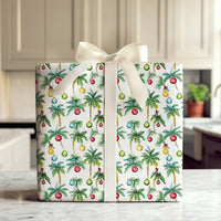 Beach Palm Tree Gift Wrap, Tropical Christmas Wrapping Paper, Coastal Holiday Wrapping Paper, Florida Summer Xmas Present Wrap