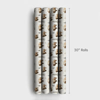 Snowy Buffalo Gift Wrap, Winter Bison Wrapping Paper, Watercolor Forest Present Paper, Rustic Bison Gift Wrap Roll, Holiday Christmas Paper