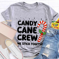 Matching Holiday Crew Shirt, We Stick Together Christmas Candy Cane T-Shirt, Adorable Candy Cane Graphic Tee, Winter Christmas Group Tee