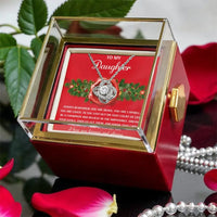 Rotating Rose Box Love Knot Pendant, To My Daughter Love Knot Necklace, Daughter Keepsake Necklace, Christmas Present Love Knot for Daughter