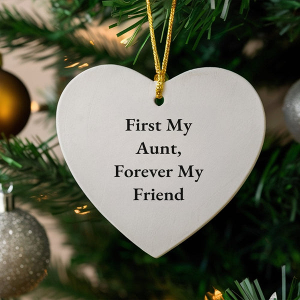 Heart Ceramic Ornament, First My Aunt Forever My Friend Ornament, Family Holiday Tree Ornament, Aunt Christmas Keepsake Prese