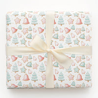 Holiday Cookie Gift Wrap, Pastel Christmas Cookie Wrapping Paper, Adorable Pastel Xmas Wrapping Paper, Whimsical Christmas Wrapping Paper Roll