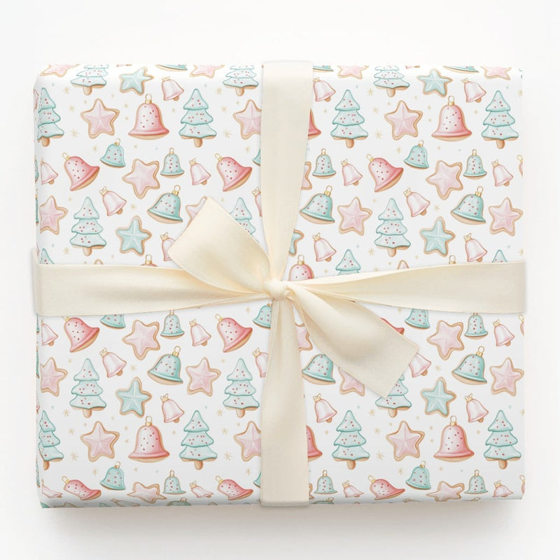 Holiday Cookie Gift Wrap, Pastel Christmas Cookie Wrapping Paper, Adorable Pastel Xmas Wrapping Paper, Whimsical Christmas Wrapping Paper Roll