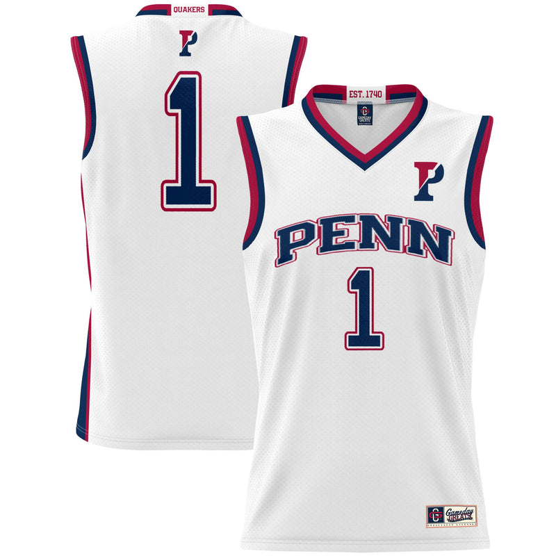 #1 Pennsylvania Quakers Lightweight Basketball Jersey - White