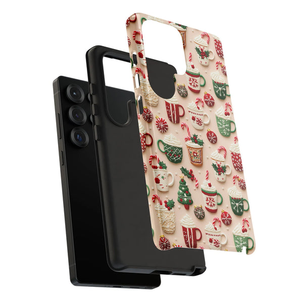 Samsung Galaxy Hot Chocolate Candy Cane Cover, Christmas Cocoa Phone Case, Comfy Winter Holiday Tough Phone Case, Xmas Presen