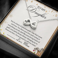 14k White Gold Pendant Necklace, To My Daughter Christmas Infinity Heart Necklace, Daughter Message Card Jewelry, Keepsake Present from Mom