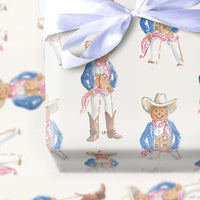 Western Holiday Gift Wrap, Gingerbread Cowboy Wrapping Paper, Watercolor Christmas Wrapping Paper, Country Cowboy Gift Wrap Roll