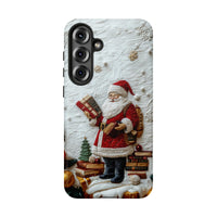 Vintage Reading Books Santa Tough Phone Case, Book Lover Santa Phone Case for Samsung Galaxy, Christmas Winter Protective Case Cover