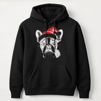 Adorable Dog Christmas Sweatshirt, Boston Terrier Santa Hoodie, Xmas Pet Lover Graphic Hoodie, Winter Holiday Pullover Hoodie, Dog Mom Present