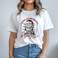 Grumpy Holiday Kitty Tee, Humorous Christmas Cat T-Shirt, Sarcastic Festive Graphic Shirt, Xmas Cat Lover Present for Men and Women