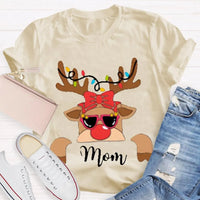 Custom Name Holiday Shirt, Christmas Elk and Bow T-Shirt, Festive Deer Graphic Tee, Personalized Xmas T-Shirt, Matching Family Holiday Present