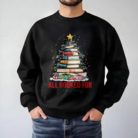 Book Tree Holiday Sweatshirt, All Booked for Christmas Sweatshirt, Adorable Bookish Xmas Sweater, Book Lover Christmas Crewneck, Reader Present