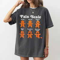 Humorous Christmas Nurse Shirt, Gingerbread Man Pain Scale T-Shirt, Holiday Medical Student Graphic Tee, Adorable RN Doctor Present