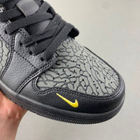 Low Top Sneakers, Black Yellow Gray Colorway, Cracked Pattern, Lace Up Design, Casual Gift for Sneaker Fans