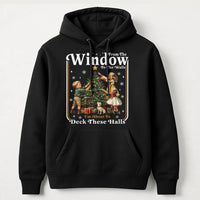 Humorous Christmas Graphic Hoodie, Retro Deck the Halls Hoodie, Vintage Holiday Party Hoodie, Winter Pullover Sweatshirt, Holiday Present for Men