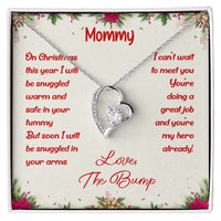 14K White Gold Finish Pendant, First Christmas New Mom Forever Love Heart Necklace