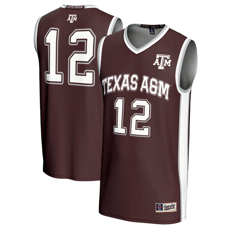 #12 Texas A&M Aggies Basketball Lightweight Fashion Jersey - Maroon
