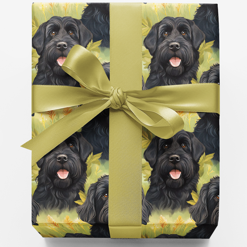 Dog Portrait Holiday Wrapping Paper, Black Schnauzer Wrapping Paper, Adorable Dog Breed Gift Wrap, Dog Lover Christmas Wrapping Paper