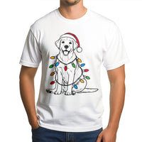 Festive Dog with Holiday Lights Shirt, Labrador Christmas T-Shirt, Adorable Lab Dog Graphic Tee, Dog Lover Xmas Holiday T-Shirt, Pet Present