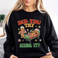 Humorous Gingerbread Nurse Sweatshirt, Did You Try Icing It Sweatshirt, Christmas Healthcare Crewneck, ER RN Holiday Graphic Sweater