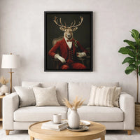 Dapper Reindeer Wall Art, Gentleman Deer Canvas, Christmas Stag Canvas Print, Festive Animal Lover Wall Decor, Holiday Season Canvas Art