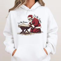 Santa Kneeling Nativity Sweatshirt, Jesus Is the Reason Christmas Hoodie, Christian Holiday Graphic Pullover, Faith Religious Xmas Present