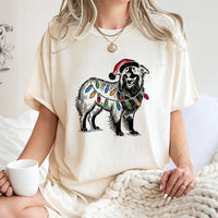 Santa Hat Aussie Dog T-Shirt, Australian Shepherd Christmas T-Shirt, Adorable Dog Lover Holiday Shirt, Festive Winter Puppy Graphic Tee