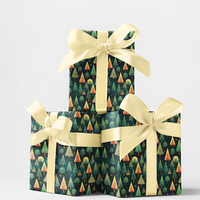 Christmas Tree Gift Wrap, Woodland Pine Tree Wrapping Paper, Festive Forest Holiday Wrapping Paper, Winter Botanical Present Paper Roll