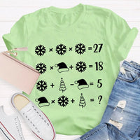 Snowflake Santa Hat Tree Shirt, Math Teacher Christmas T-Shirt, Humorous Math Holiday Tee, Teacher Christmas Present