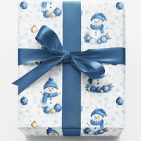 Bluebell Winter Gift Wrap Roll, Snowman Christmas Wrapping Paper, Festive Snowman Holiday Paper, Kids Xmas Gift Wrapping Paper