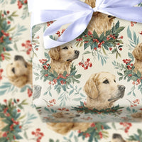 Watercolor Dog Gift Wrap, Golden Retriever Christmas Wrapping Paper, Golden Retriever Holiday Wrapping Paper, Adorable Pet Present Wrap