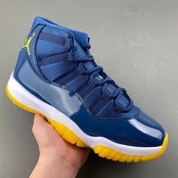 Retro Low Top Sneakers, Midnight Blue White Yellow Colorway, Lace Up Design, Casual Gift for Sneaker Fans