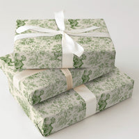 Green Toile Christmas Wrapping Paper, Vintage Santa Toile Wrapping Paper, Retro Holiday Gift Wrap, Classic Santa Winter Paper, Present Wrap