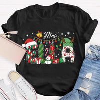 Personalized Snowman Holiday Shirt, Custom Snowman Christmas T-Shirt, Santa Hat Snowman Tee, Adorable Xmas Graphic T-Shirt, Winter Holiday Present