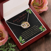 Cubic Zirconia Heart Pendant, Interlocking Hearts Necklace for Her, Polished Surgical Steel Jewelry, Meaningful Christmas Present