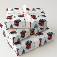 Red Scarf Dog Holiday Gift Wrap, Black Lab Christmas Wrapping Paper, Black Labrador Xmas Wrapping Paper, Puppy Lover Winter Gift Wrap Roll