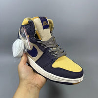 High Top Sneakers, Blue Brown Colorway, Lace Up Design, Casual Gift for Sneaker Fans