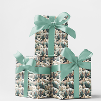 Snowy Woodland Forest Holiday Gift Wrap Roll, Arctic Fox Christmas Wrapping Paper, Winter Watercolor Present Paper, Nature Animal Gift Wrap