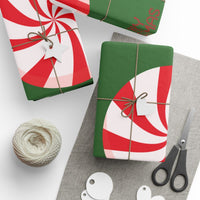 Candy Cane Holiday Gift Wrap, Peppermint Swirl Christmas Wrapping Paper, Festive Xmas Wrapping Paper Roll, Sweet Holiday Present Wrap