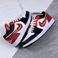 Retro Low Top Basketball Shoes, White Red Black Colorway, Lace Up Design, Casual Gift for Shoe Lovers