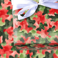 Watercolor Camouflage Gift Wrap, Christmas Camo Wrapping Paper, Red and Green Camo Wrapping Paper, Holiday Present Paper, Xmas Gift Wrap